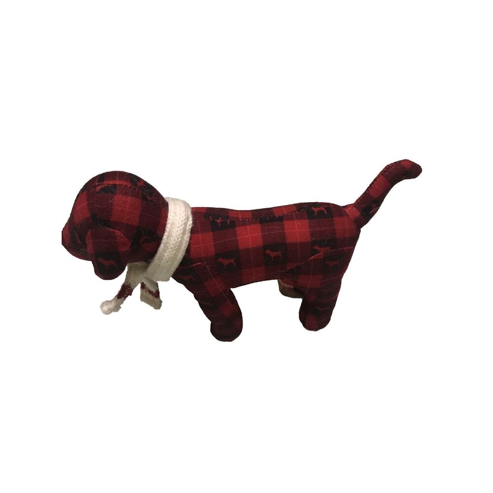 Victoria's Secret PINK Plush Red & Black Plaid‎ Dog Puppy White Scarf With tag - Picture 2 of 5